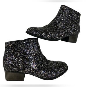 Dolce Vita Girls Size 4 Glittery Ankle Boots Festive NYE Sparkle 1.5" Heel